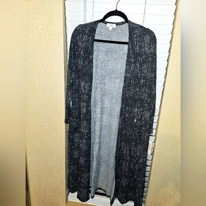 LulaRoe Sarah Black& white Long Cardigan Sweater/Duster w/Pockets sz small NWT